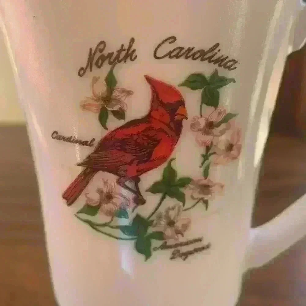 North Carolina Souvenir Mug Featuring A Northern Cardinal And American Dogwood
